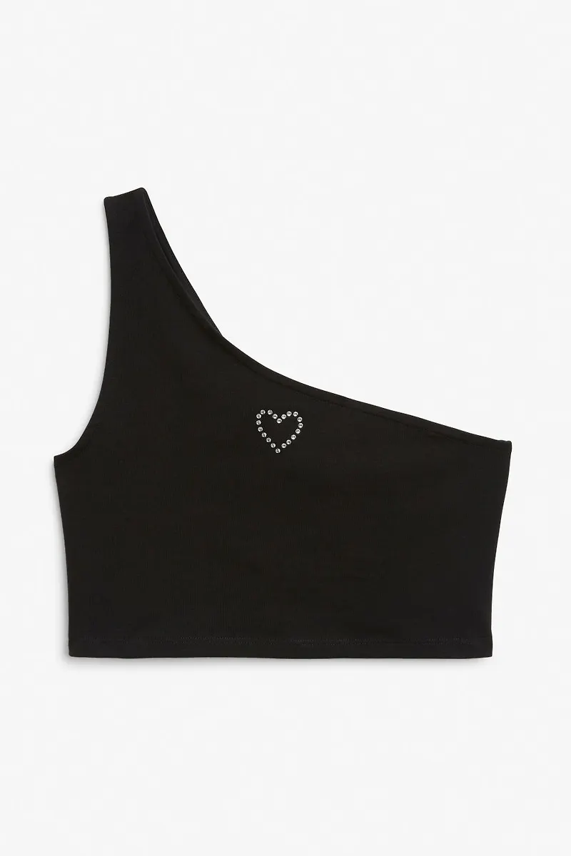 One shoulder crop top - Black