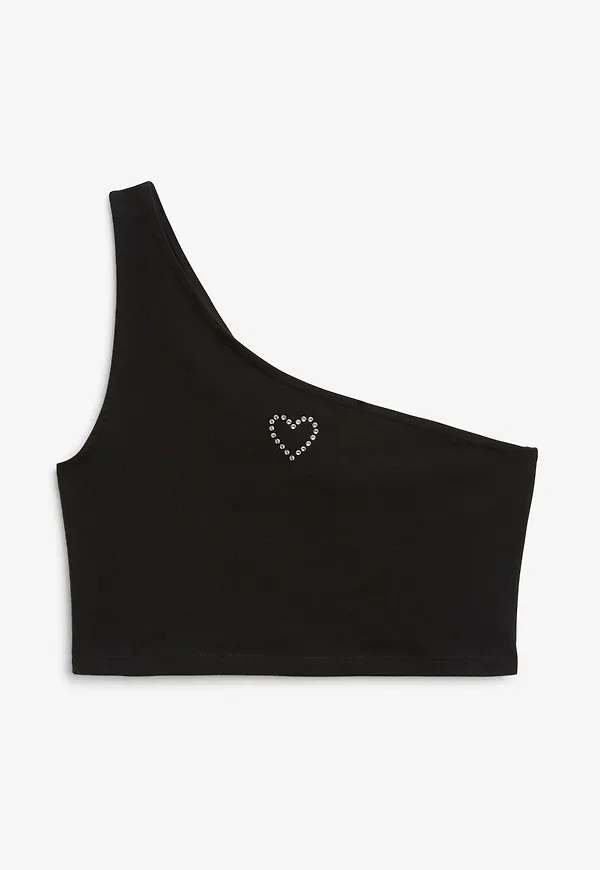 One shoulder crop top - Black