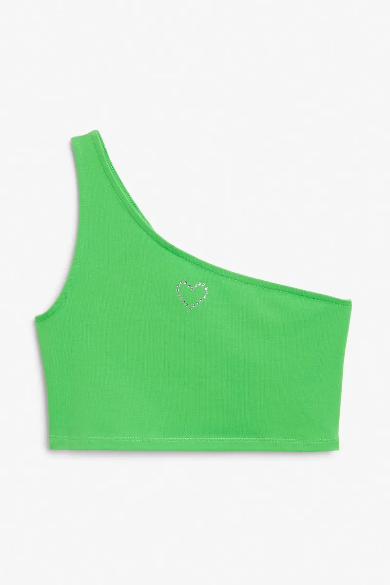 One shoulder crop top - Green