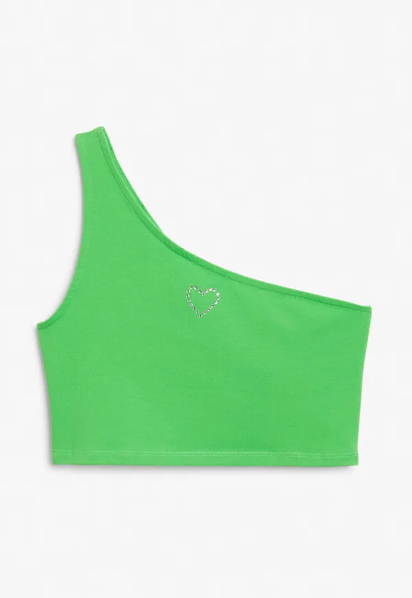 One shoulder crop top - Green