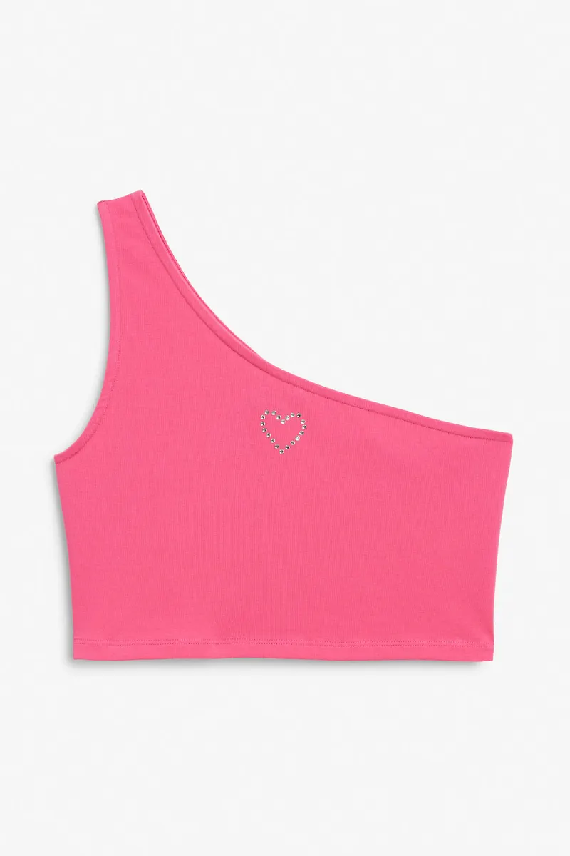 One shoulder crop top - Pink
