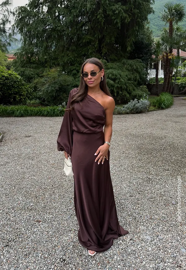 One Shoulder Satin Gown