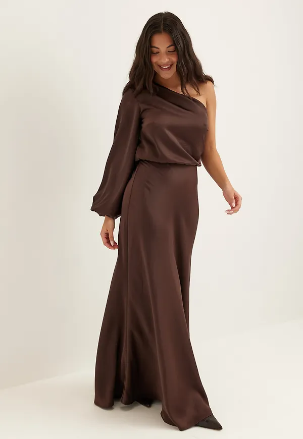 One Shoulder Satin Gown – Bubbleroom