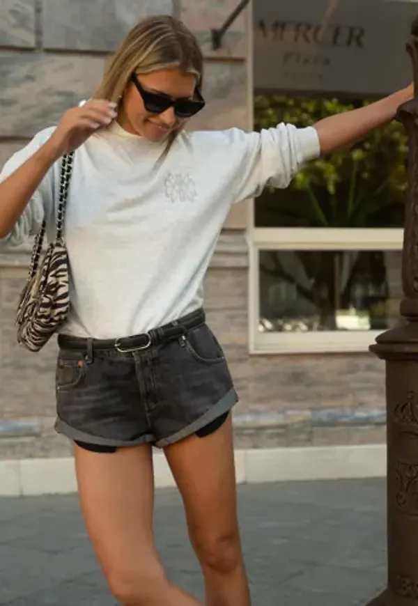 One Teaspoon - Grå - Bandit Low Waist Denim Shorts