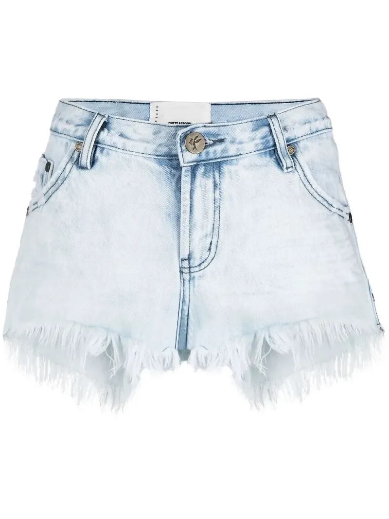 One Teaspoon Florence jeansshorts med franskant - Blå