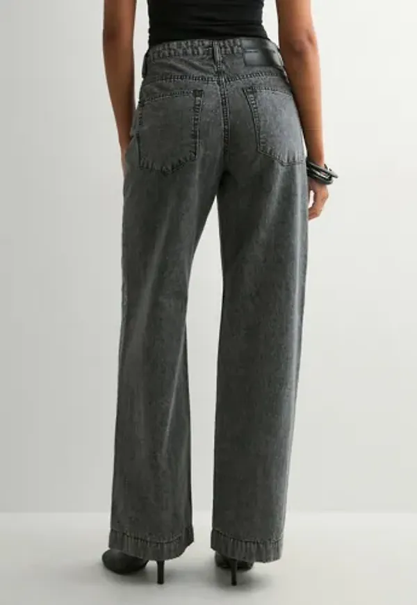 One Teaspoon - Svart - Jackson Mid Waist Wide Leg Denim Jeans