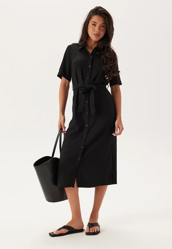 Onlcaro S/S LINEN BL BELT DRES