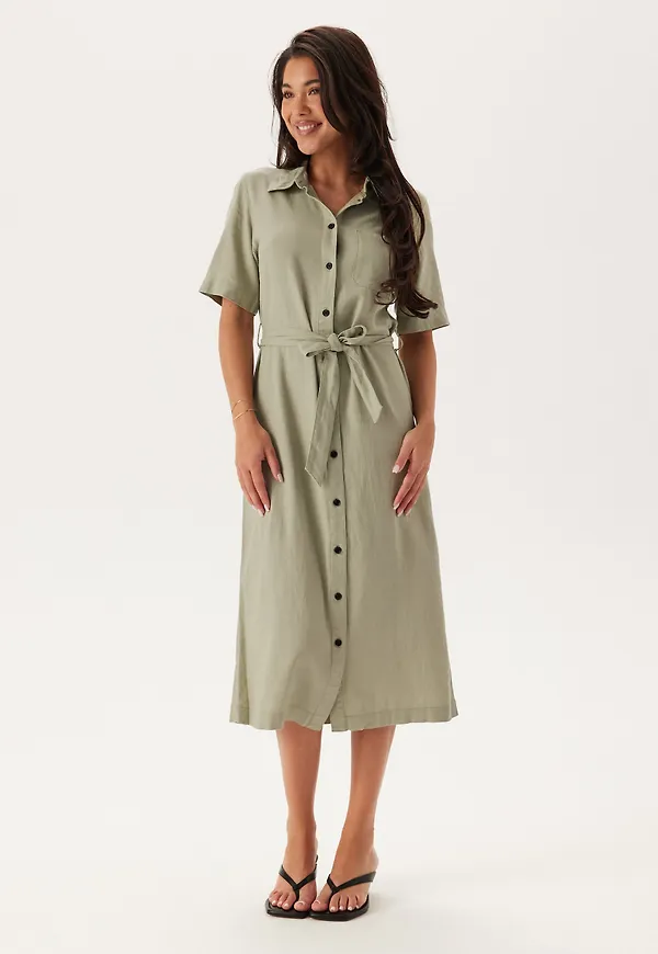 Onlcaro S/S LINEN BL BELT DRES