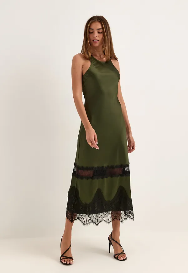 Onlindona S/L Long Lace Satin Dress