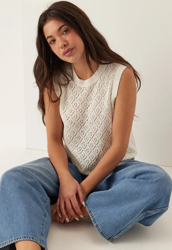 Onlsunny Sl Pointelle Top Knt