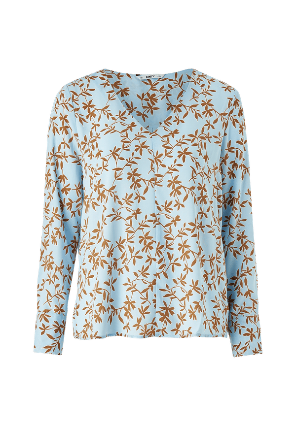Only - Blus onlAlma Poly L/S V-neck Top - Blå - 38