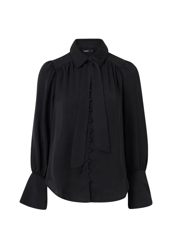 Only - Blus onlEvelyn L/S Bow Tie Shirt Wvn - Svart