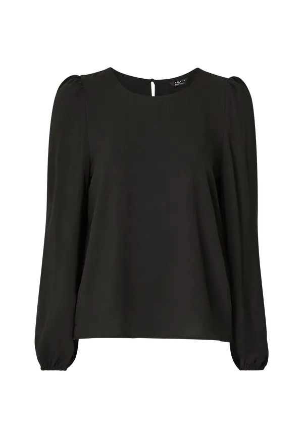 Only - Blus onlMette L/S O-neck Top Wvn - Svart