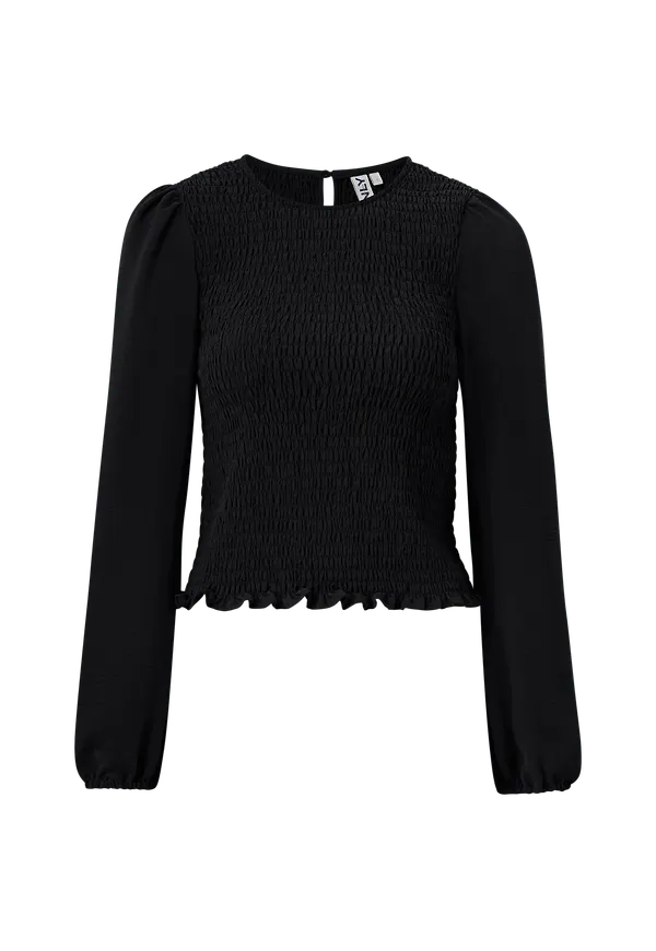 Only - Blus onlMette LS Smock Top Wvn - Svart - 34