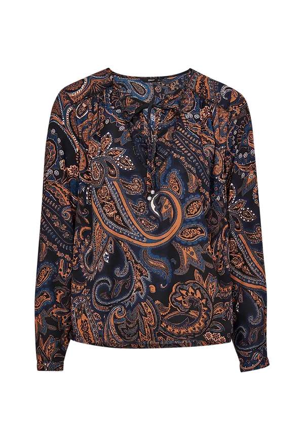 Only - Blus onlRiley L/S Bow Top - Svart