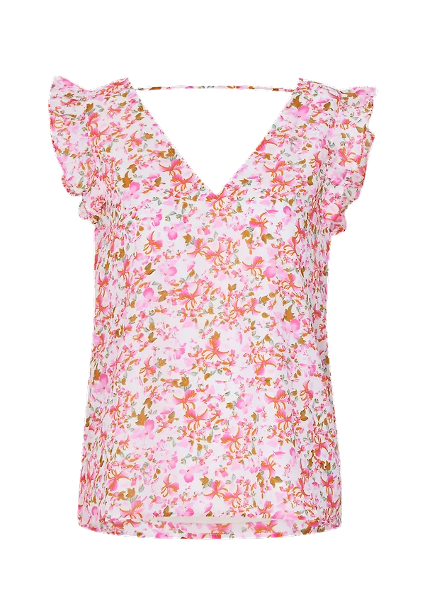 Only - Blus onlStar S/L Frill V-neck Top - Beige