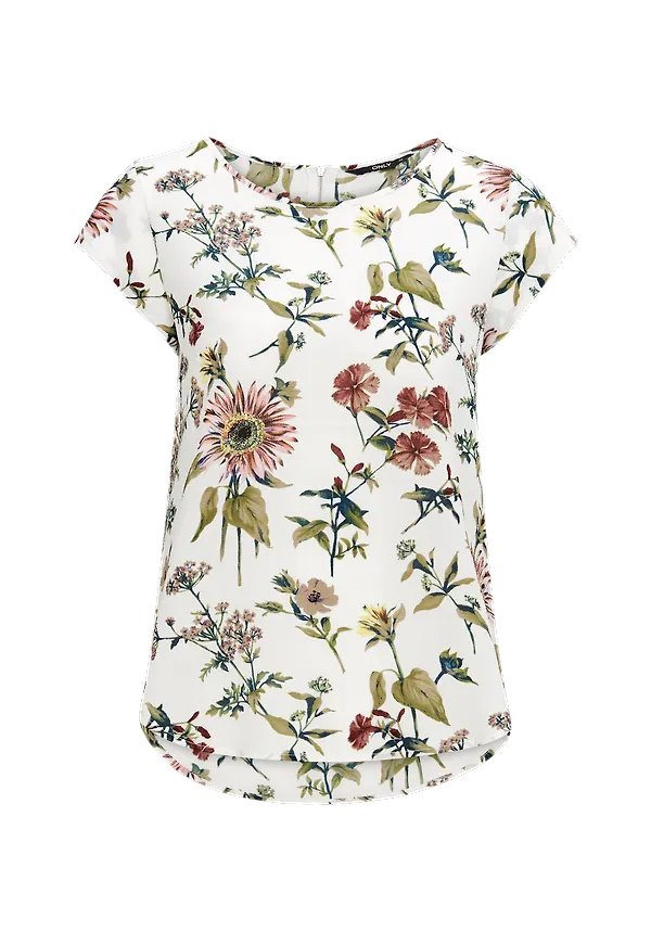 Only - Blus onlVic SS Aop Top - Vit