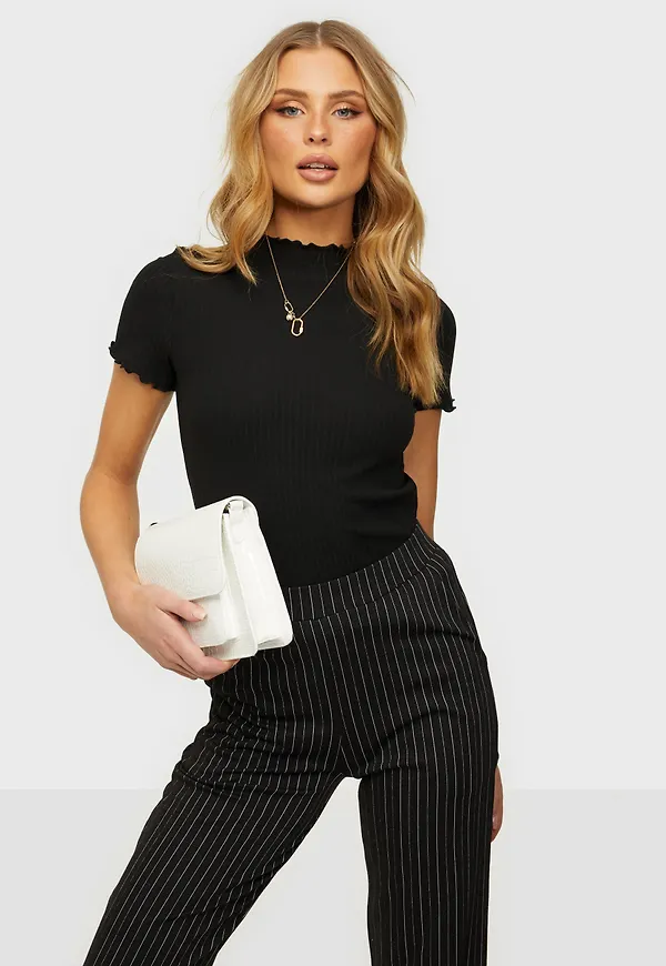 Only - Blusar & Skjortor - Black - Onlemma S/S Highneck Top Noos Jrs - Blusar & Skjortor