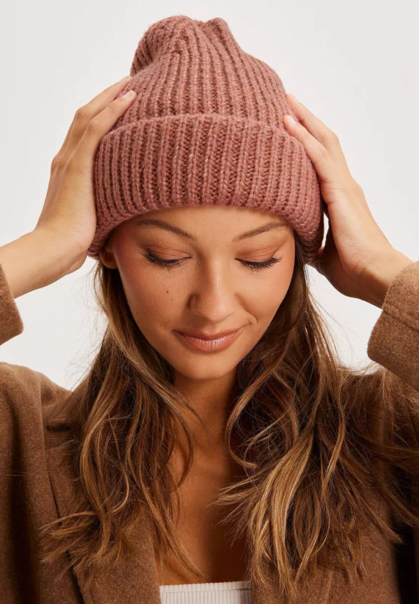 Only - Canyon Rose Melange - Onlsussy Life Knit Beanie Cc