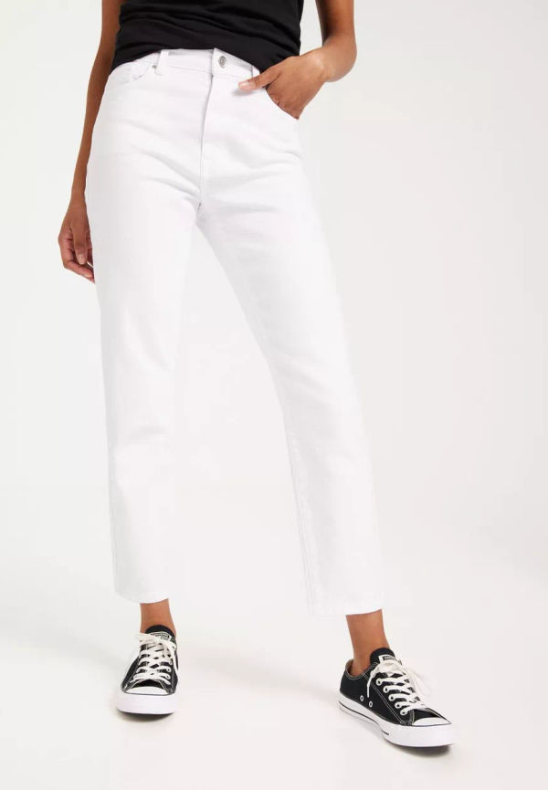 Only - High waisted jeans - White - Onlemily Stretch Hw St Ak Dnm CRO79 - Jeans