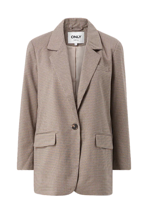 Only - Kavaj onlLana-Carey L/S Check Blazer - Brun - 40