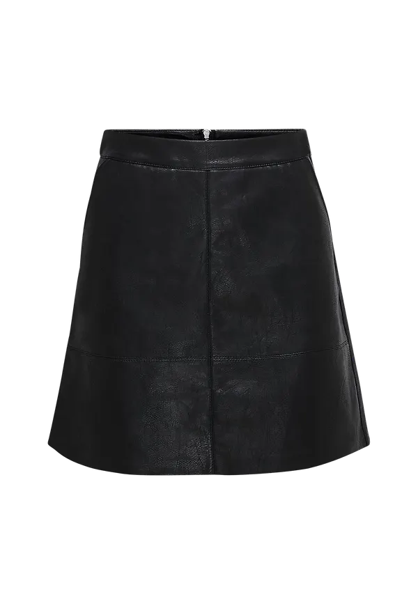 Only - Kjol onlLisa Faux Leather Skirt - Svart