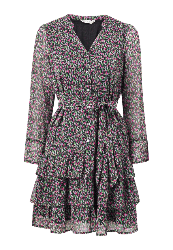 Only - Klänning onlMila Lurex 7/8 Ruffle Dress - Grön - 34