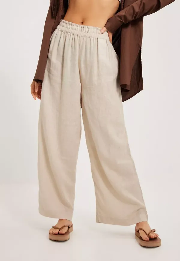 Only - Linnebyxor - Moonbeam - Onltokyo Hw Linen Blend St Pant Pnt - Byxor