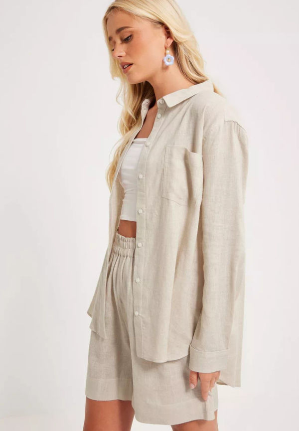 Only - Moonbeam - Onltokyo L/S Linen Blend Shirt Pnt