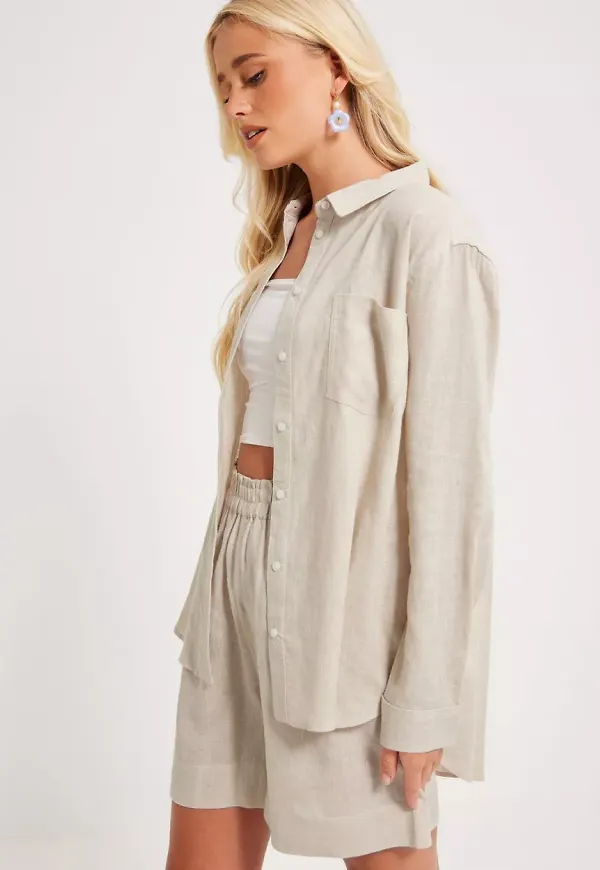 Only - Moonbeam - Onltokyo L/S Linen Blend Shirt Pnt