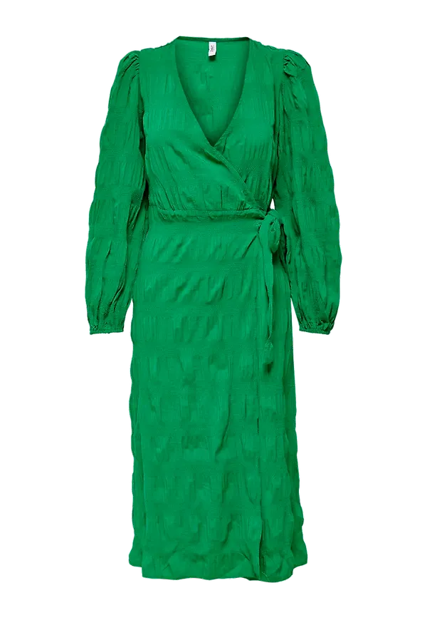 Only - Omlottklänning onlDion L/S Wrap Calf Dress - Grön