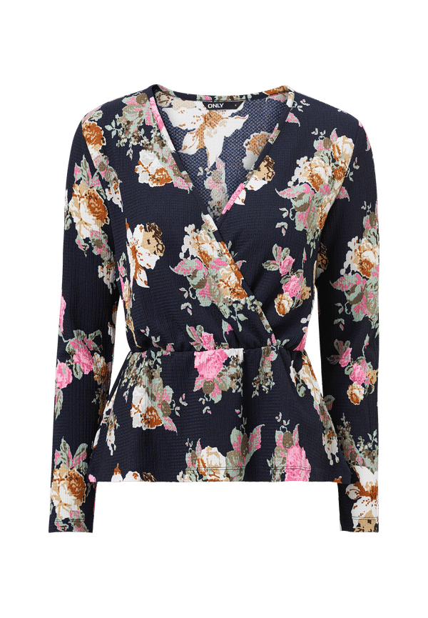 Only - Omlottopp onlZille Naya L/S Fixed Wrap Top J - Blå