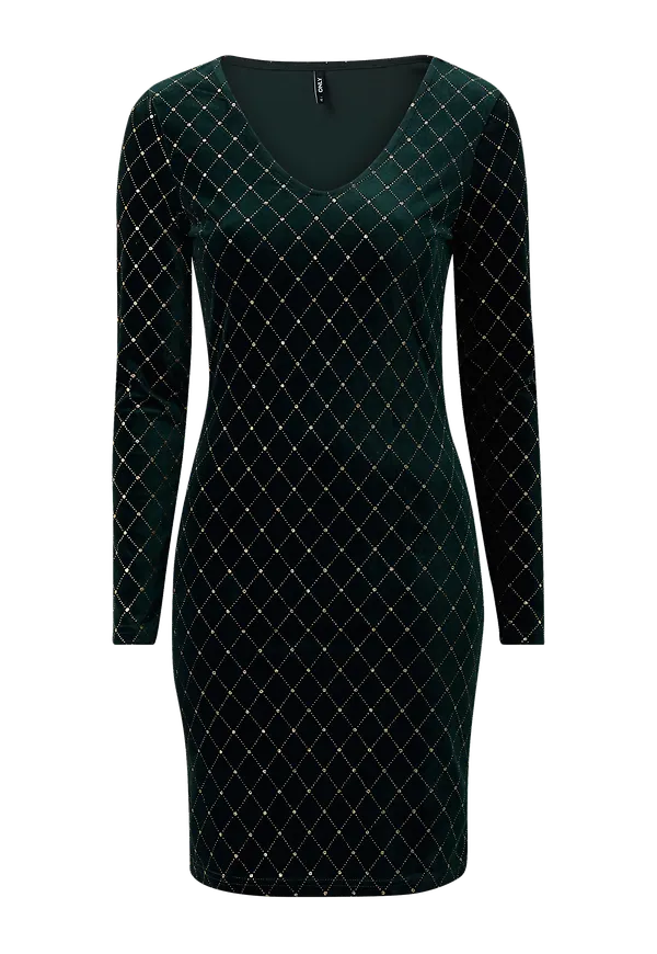 Only - Sammetsklänning onlAlly L/S Velvet Glitter Dress - Grön - 34