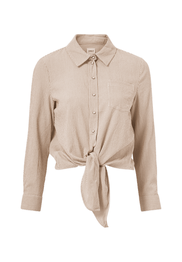 Only - Skjorta onlLecey LS Stripe Knot Dnm Shirt - Natur - 34