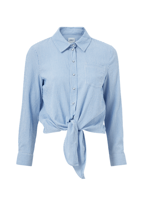 Only - Skjorta onlLecey LS Stripe Knot Dnm Shirt - Vit - 34