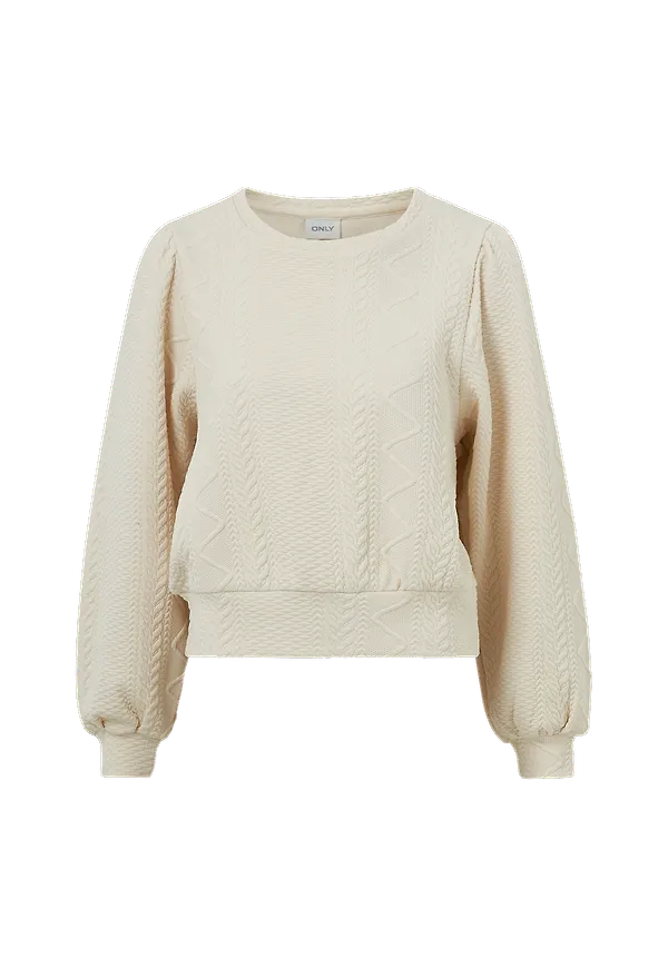 Only - Sweatshirt onlCable L/S O-neck Swt - Natur