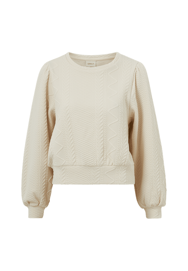 Only - Sweatshirt onlCable L/S O-neck Swt - Natur
