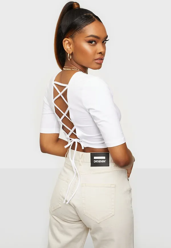 Only - T-shirts - Bright White - Onltira Life 2/4 Sleeve Openback To - Toppar - T-shirts
