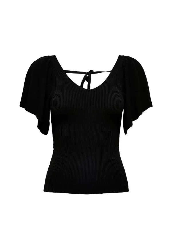 Only - Topp onlLeelo S/S Back Pullover Knt - Svart