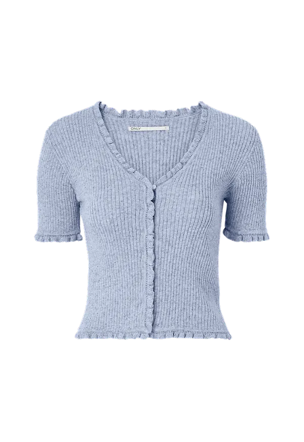 Only - Topp onlLina S/S Ruffle Cardigan Knt - Blå