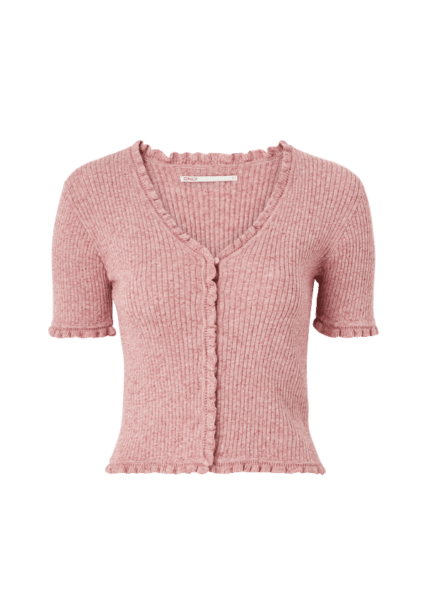 Only - Topp onlLina S/S Ruffle Cardigan Knt - Röd