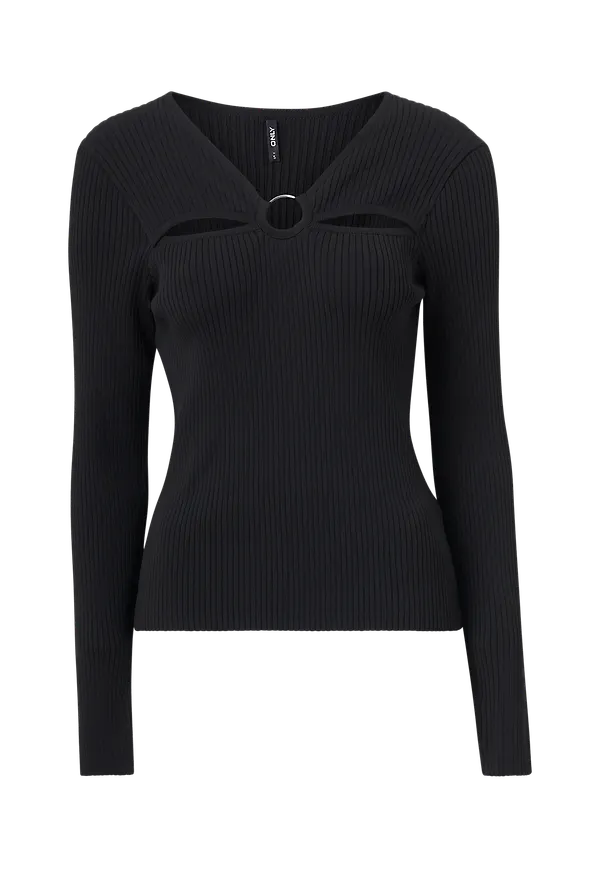 Only - Topp onlPerla L/S Peek A Boo Pullover - Svart