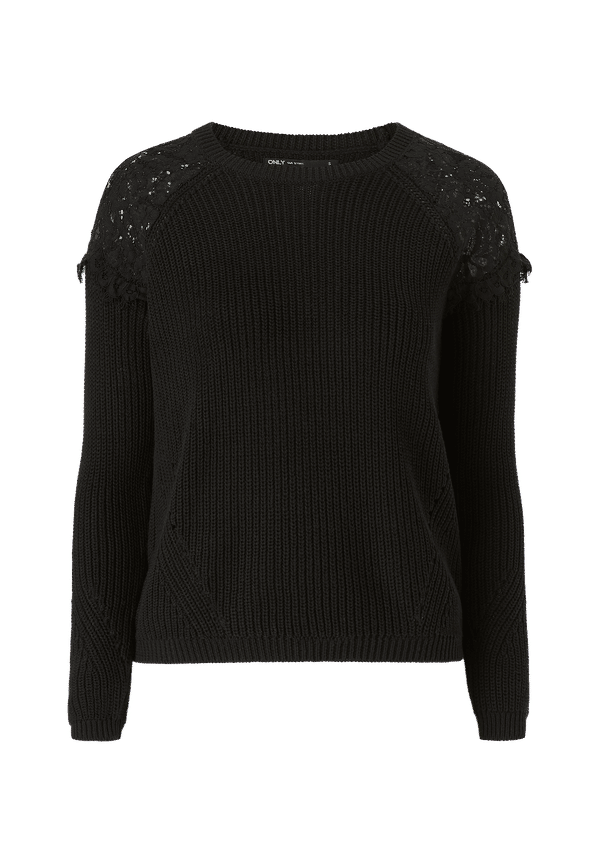 Only - Tröja onlElrosa L/S Lace Pullover - Svart - 34