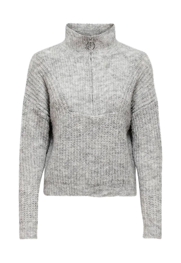 Only - Tröja onlEmily Life L/S Zip Pullover Knt - Grå