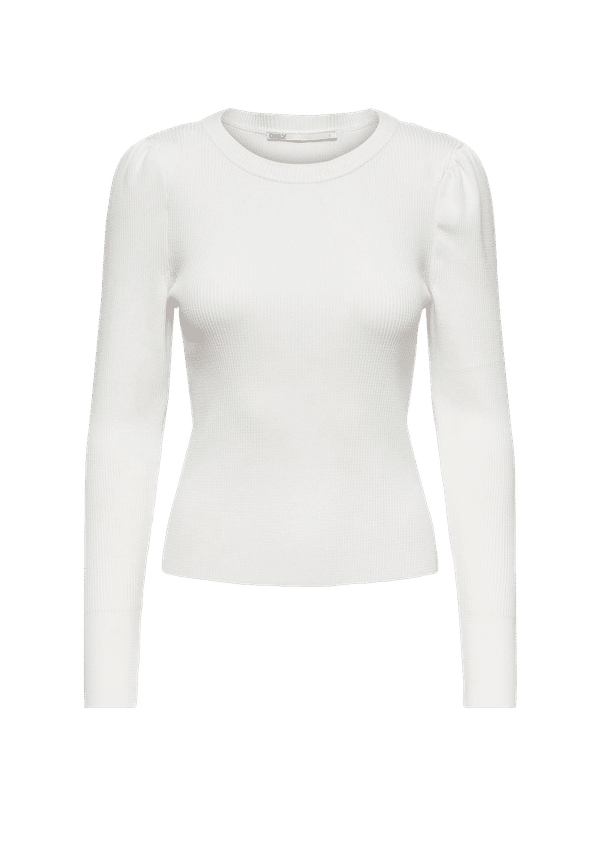 Only - Tröja onlSally L/S Puff Pullover Knt - Vit - 36