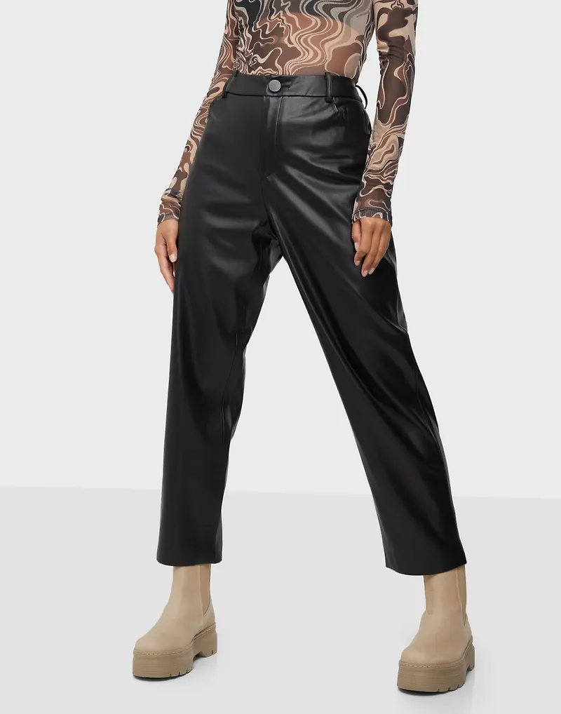 Only - Vida byxor - Onlsandy Fauxleather Pant Otw - Byxor & Shorts