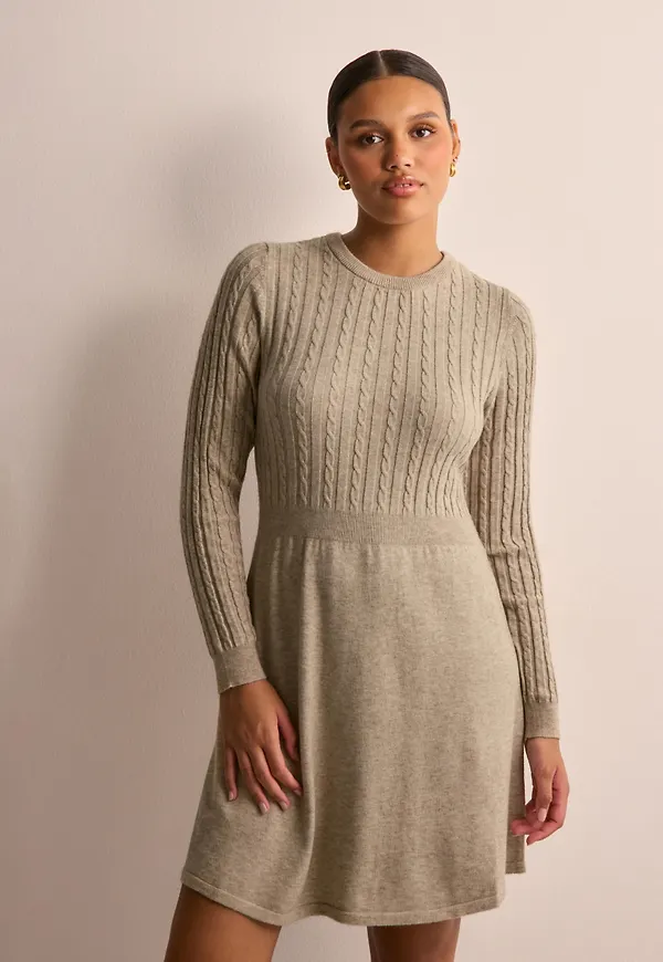 Only - Beige - Onlfia Ls Cable Dress Knt Noos