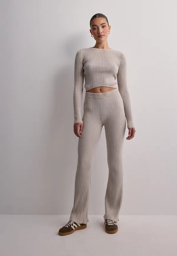 Only - Beige - Onljenna Life Mw Flare Pants Cc Knt