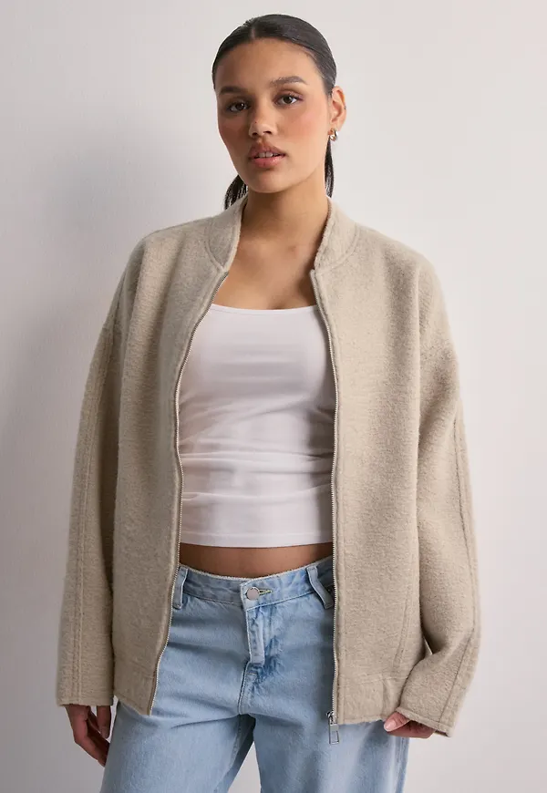 Only - Beige - Onlsanne Boucle Oversize Bomber Cs