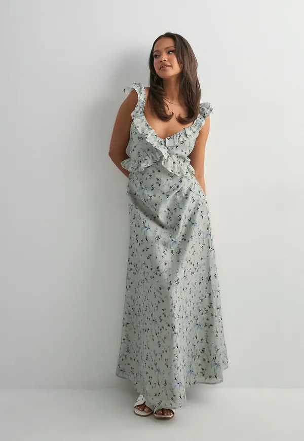 Only - Blommig - Onlshyla Frill Long Dress Wvn